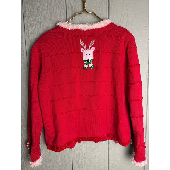 Vintage Becher Christmas Cardigan Sweater Women’s M Embroidered, Beaded Details - Picture 7 of 7